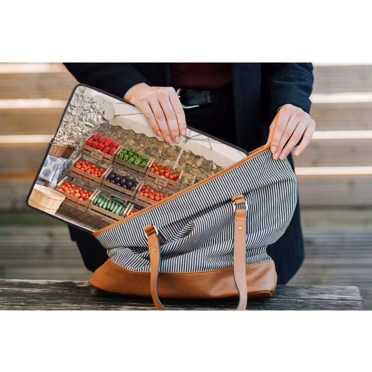 Laptophoes Eten - Markt - Vers - Eten - Markt - Vers laptophoes neopreen klein