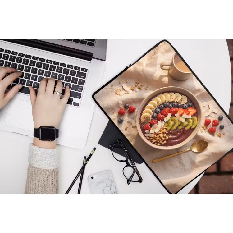 Eten - Ontbijtkom - Fruit - Gezond - Kleurrijk laptophoes neopreen klein -bureau