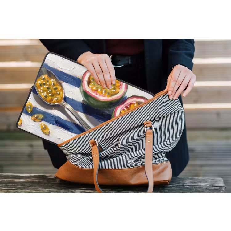 Eten - Passievrucht - Tropisch - Modern - Kleurrijk laptophoes neopreen klein -tas