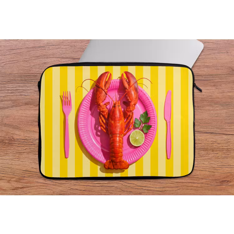 Eten - Roze - Geel - Modern - Culinaire laptophoes neopreen klein -tafel
