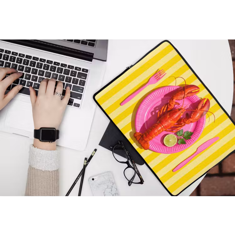 Eten - Roze - Geel - Modern - Culinaire laptophoes neopreen klein -bureau