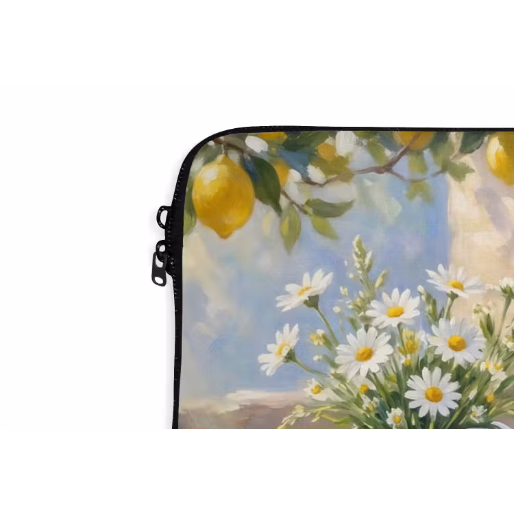Eten - Terras - Zomer - Geschilderd - Geel laptophoes neopreen klein -detail