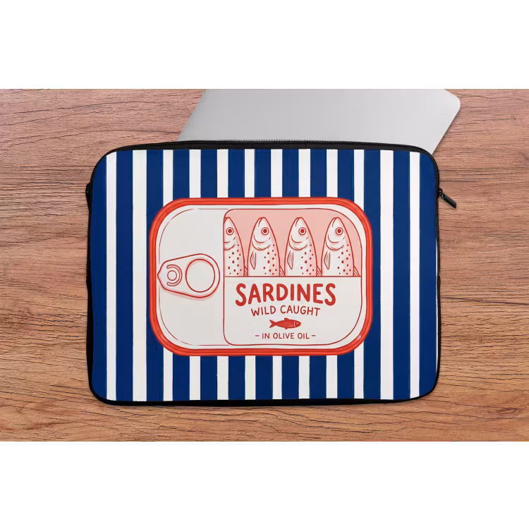 Eten - Vis - Blik - Illustratie - Rood laptophoes neopreen klein -tafel