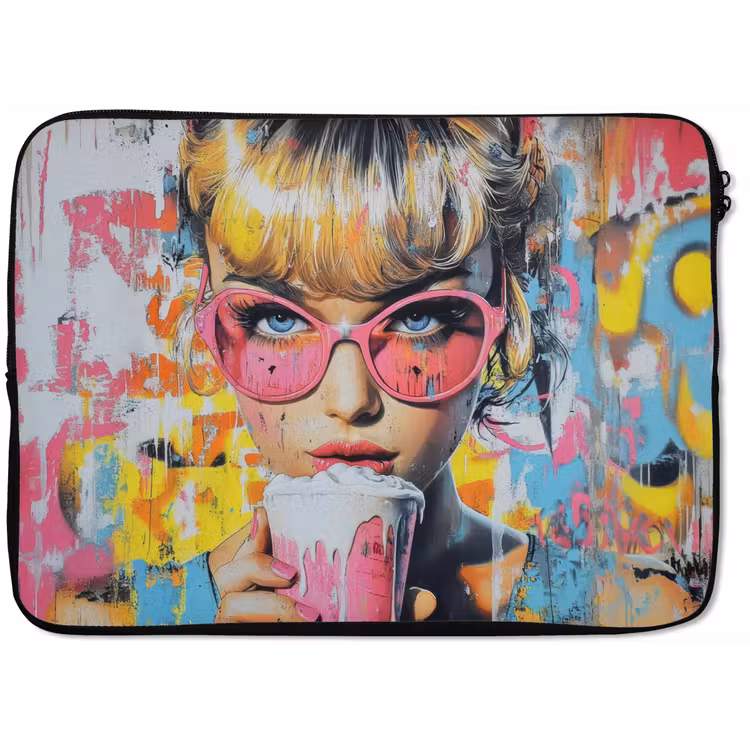 Expressief - Milkshake - Vrouw - Felle kleuren laptophoes neopreen klein -zkaufland3dotto