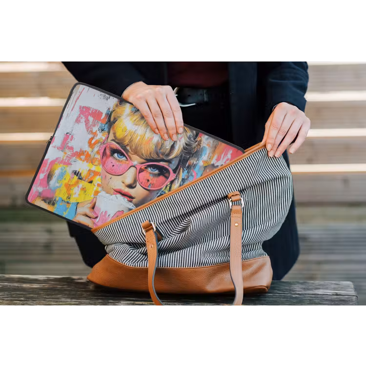 Expressief - Milkshake - Vrouw - Felle kleuren laptophoes neopreen klein -tas