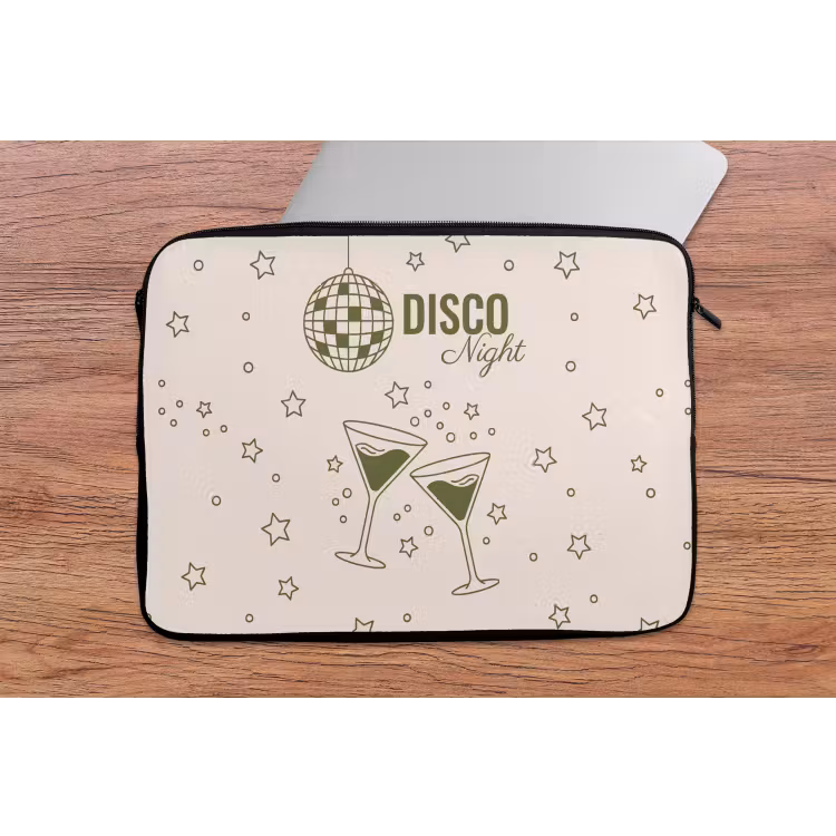 Feest - Disco - Drank - Illustratie - Groen laptophoes neopreen klein -tafel