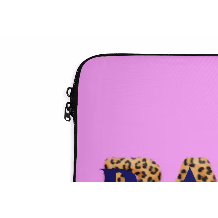 Felroze - Badass - Panterprint - Schaduw laptophoes neopreen klein -detail