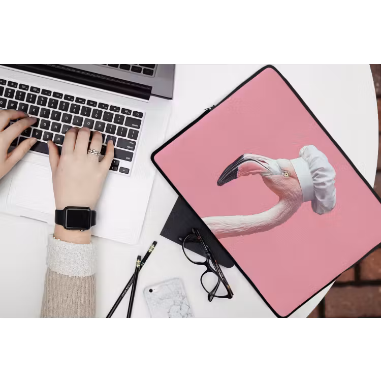 Flamingo - Roze - Koksmuts - Vogel laptophoes neopreen klein -bureau