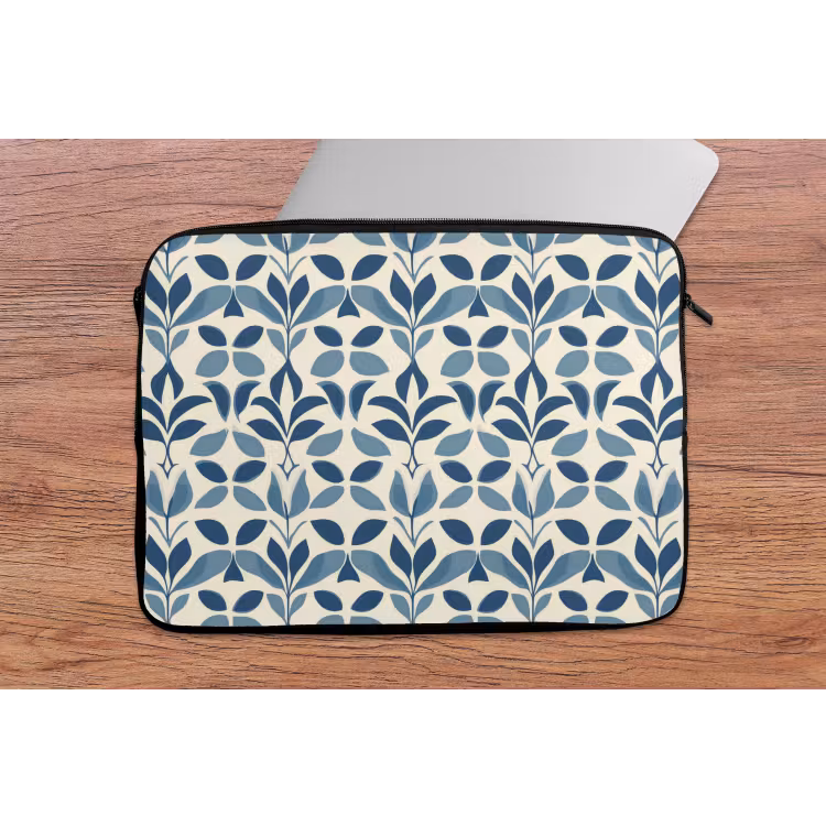 Flora - Modern - Blauw laptophoes neopreen klein 279 -tafel