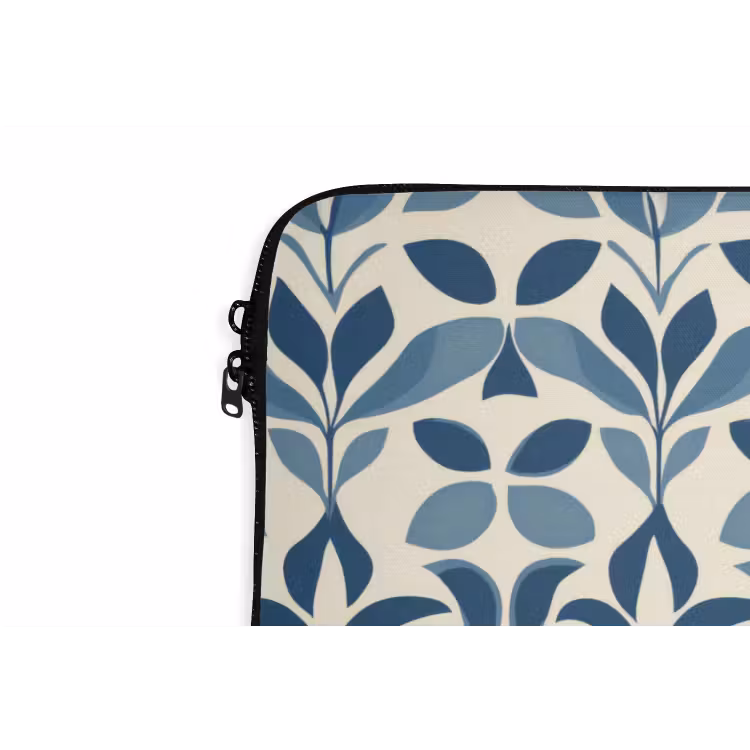 Flora - Modern - Blauw laptophoes neopreen klein 279 -detail