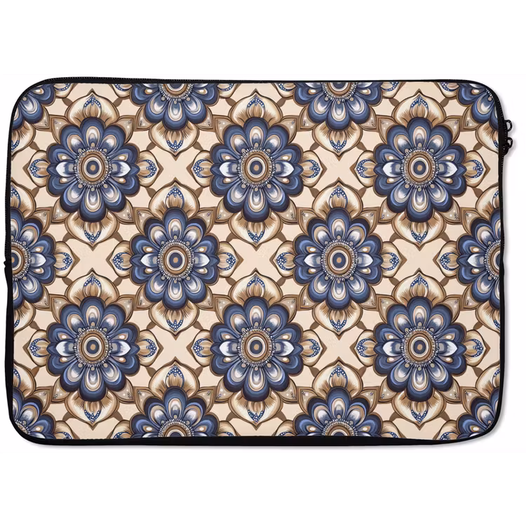 Floraal - Ornament - Blauw laptophoes neopreen klein 279 -zkaufland3dotto