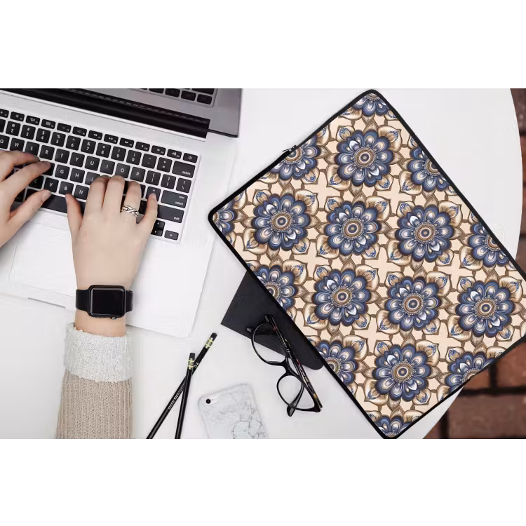 Floraal - Ornament - Blauw laptophoes neopreen klein 279 -bureau