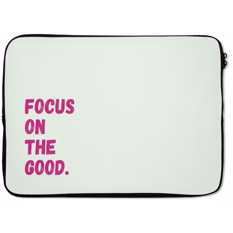 Focus on the good - Beige - Roze laptophoes neopreen klein -zkaufland3dotto