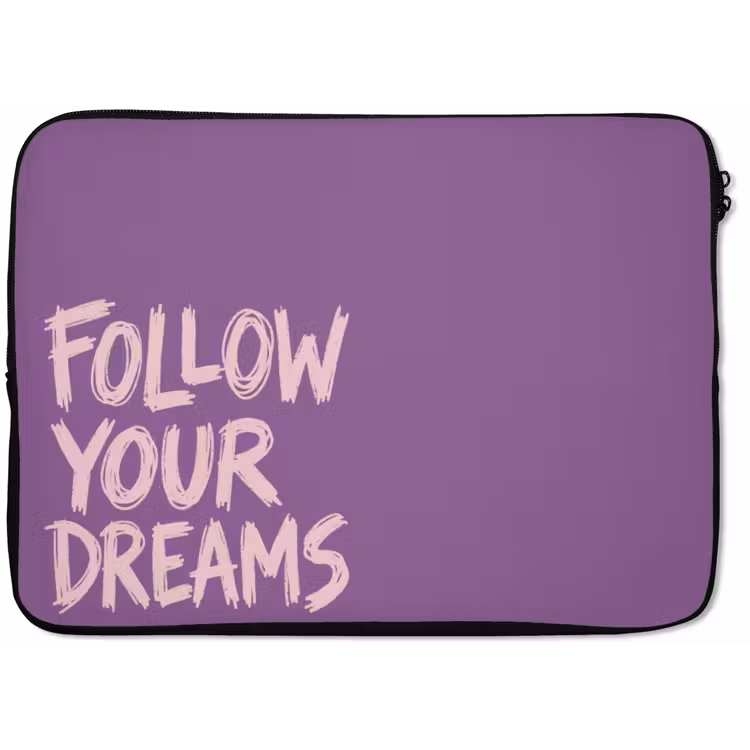 Follow your dreams - Paars - Penseeltextuur laptophoes neopreen klein -zkaufland3dotto