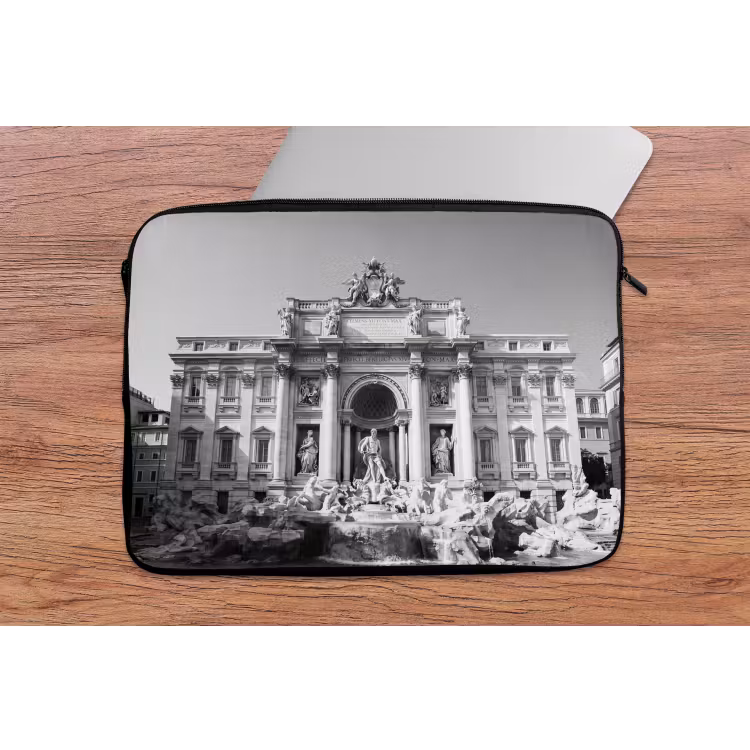 Fontein - Beelden - Architectuur - Zwart-wit laptophoes neopreen klein -tafel