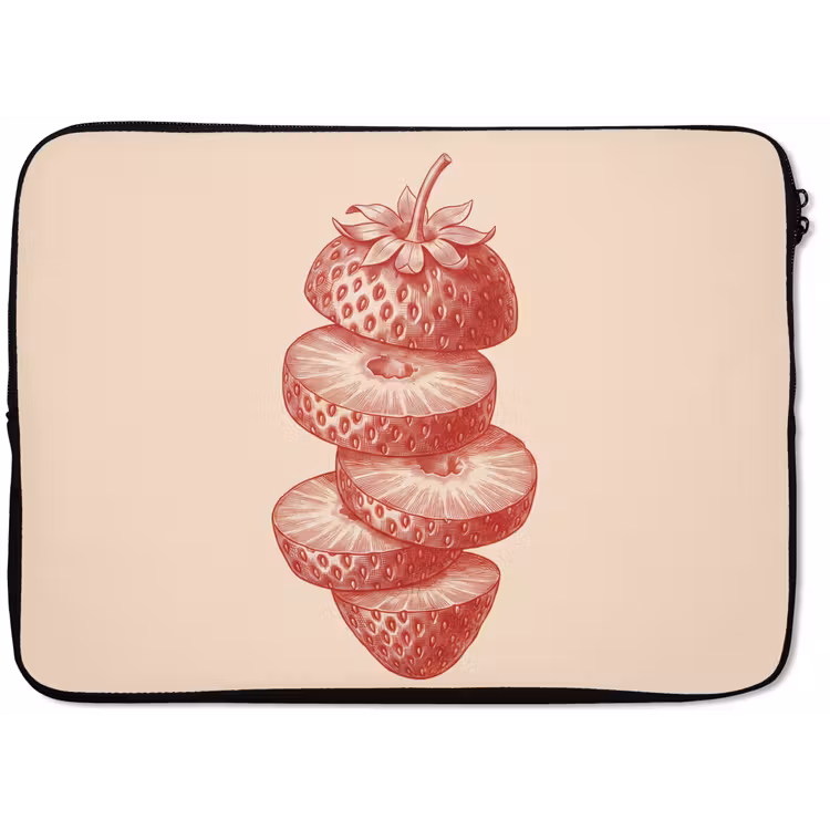 Fruit - Gesneden - Illustratie - Rood - Vintage laptophoes neopreen klein -zkaufland3dotto