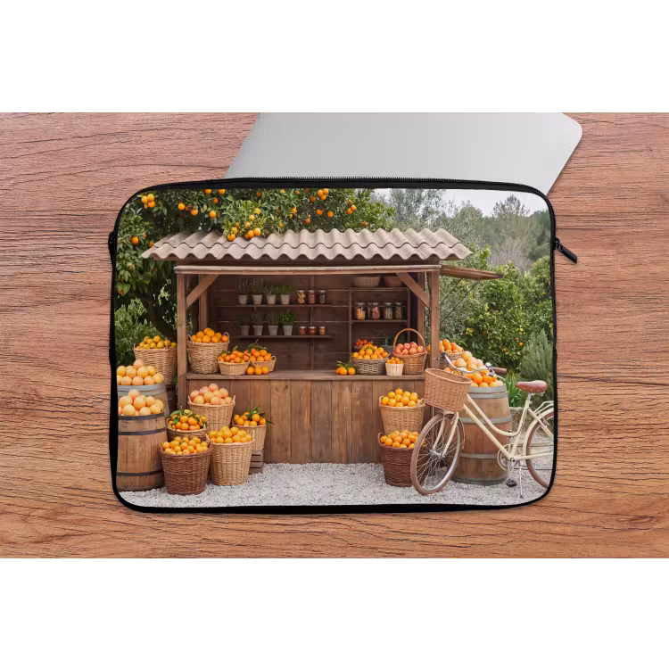 Laptophoes Fruit - Markt - Landelijk - Fruit - Markt - Landelijk laptophoes neopreen klein