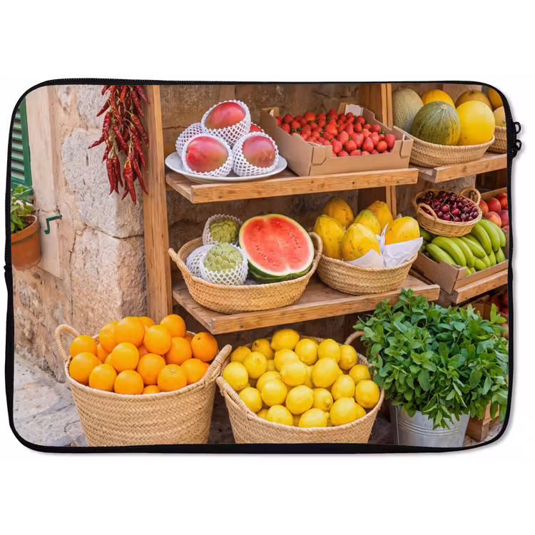 Laptophoes Fruit - Markt - Vers - Fruit - Markt - Vers laptophoes neopreen klein