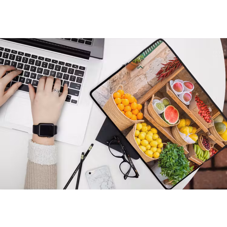 Laptophoes Fruit - Markt - Vers - Fruit - Markt - Vers laptophoes neopreen klein