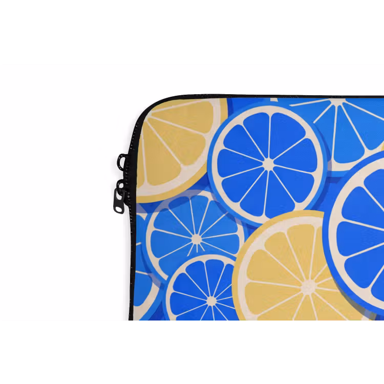 Fruit - Schijven - Patroon - Modern - Blauw - Geel laptophoes neopreen klein -detail