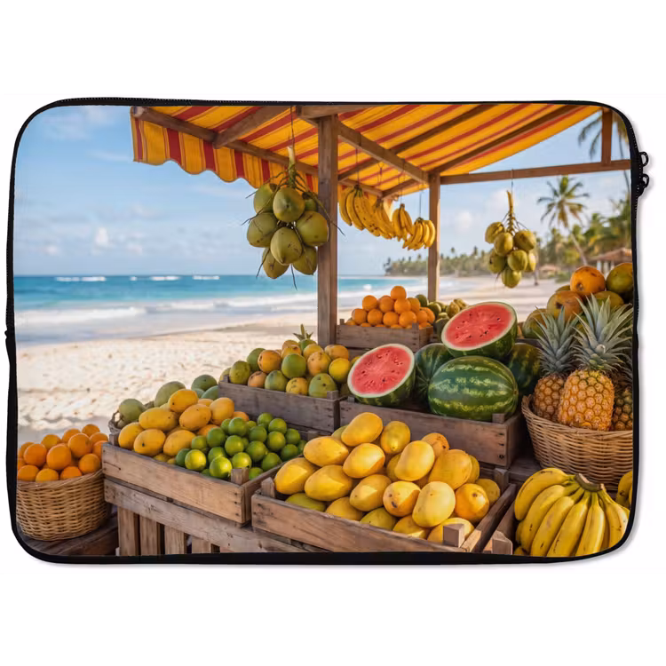 Laptophoes Fruit - Strand - Tropisch - Fruit - Strand - Tropisch laptophoes neopreen klein