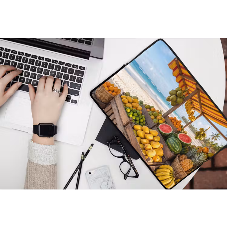 Laptophoes Fruit - Strand - Tropisch - Fruit - Strand - Tropisch laptophoes neopreen klein