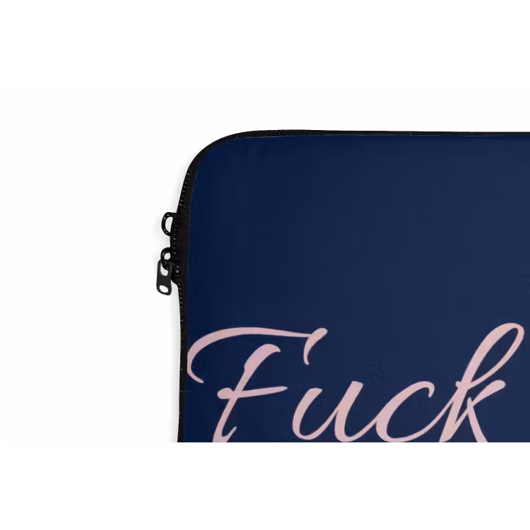 Fuck what they think - Blauw - Cursief laptophoes neopreen klein -detail