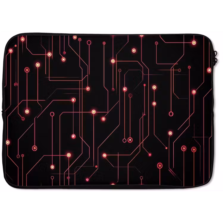 Gaming - Lijnen - Netwerk - Stippen - Rood laptophoes neopreen klein -zkaufland3dotto