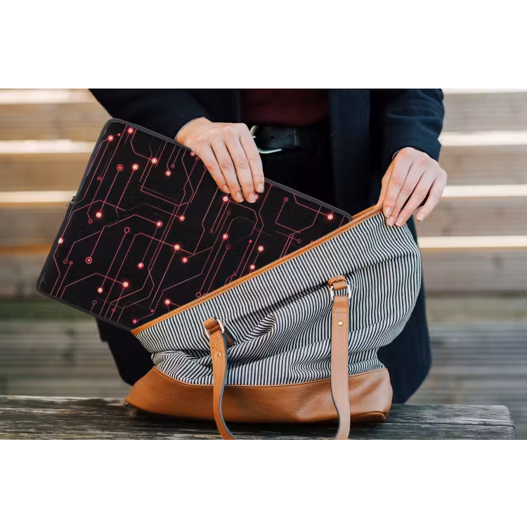 Gaming - Lijnen - Netwerk - Stippen - Rood laptophoes neopreen klein -tas