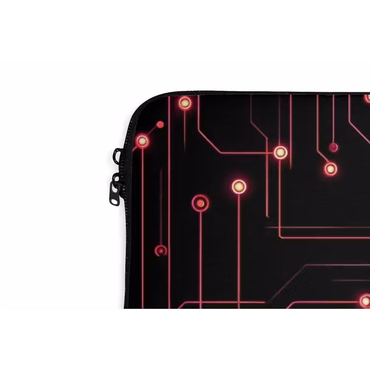 Gaming - Lijnen - Netwerk - Stippen - Rood laptophoes neopreen klein -detail