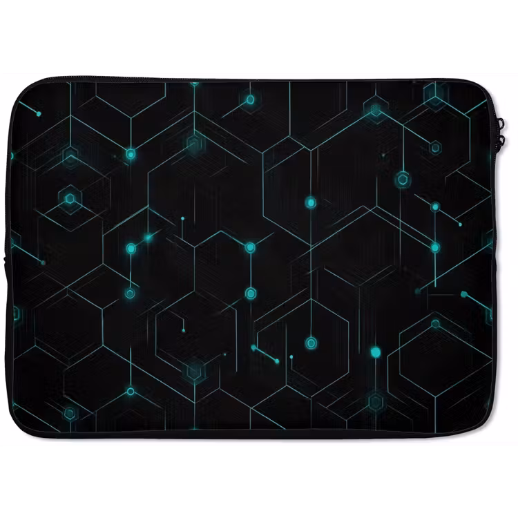 Gaming - Netwerk - Blauw - Punten - Patroon laptophoes neopreen klein -zkaufland3dotto