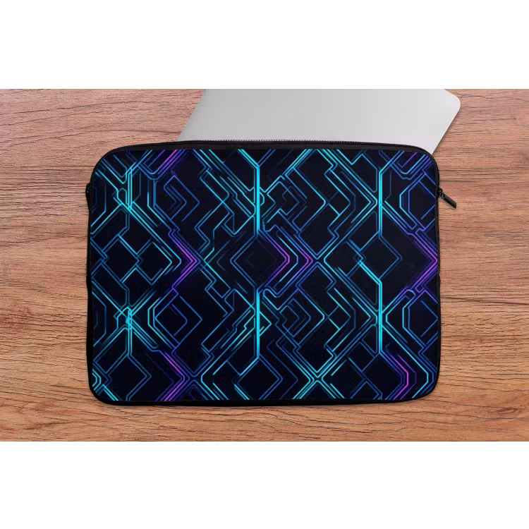 Gaming - Ruitvormen - Abstract - Neon - Paars laptophoes neopreen klein -tafel