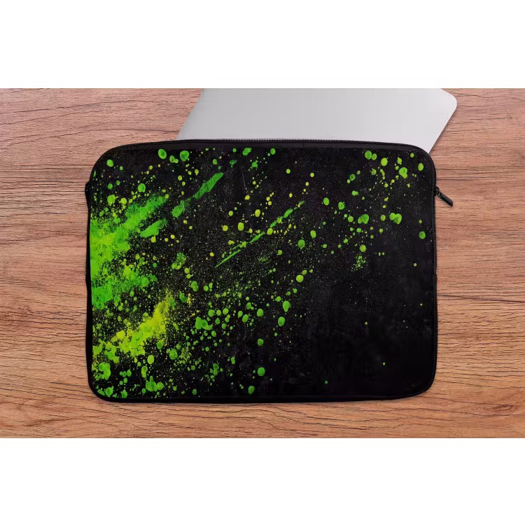 Gaming - Spetters - Groen - Chaotisch - Groen laptophoes neopreen klein -tafel
