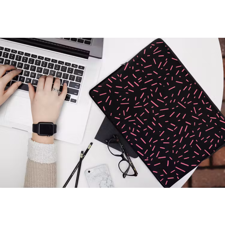Gaming - Streepjes - Roze - Abstract laptophoes neopreen klein -bureau