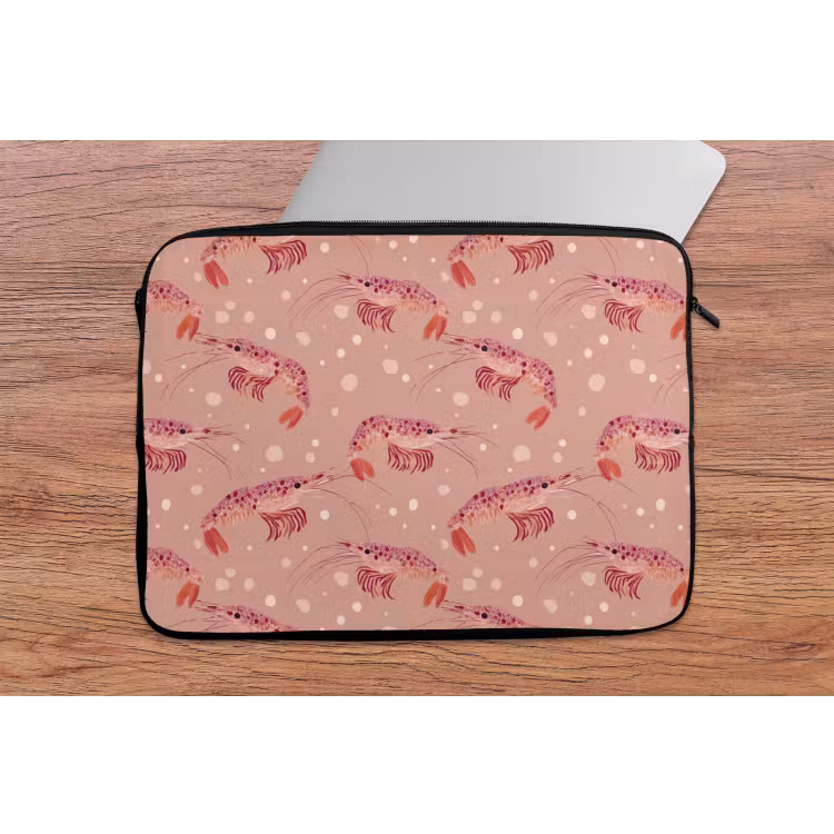 Garnalen - Stippen - Roze laptophoes neopreen klein 279 -tafel