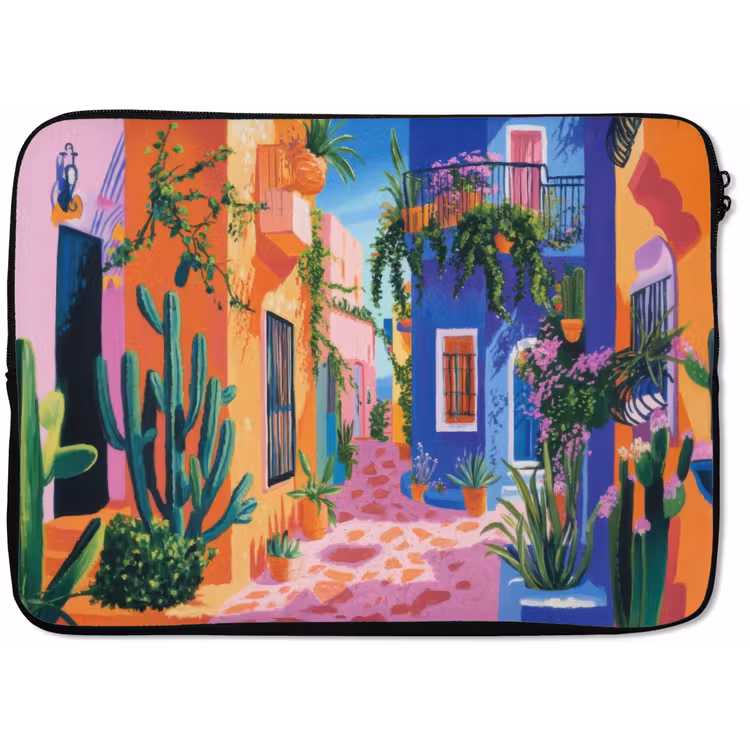 Geel - Blauw - Oranje - Huis laptophoes neopreen klein -zkaufland3dotto