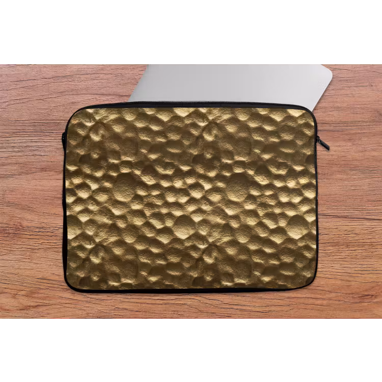 Gehamerd - Reliëf - Textuur - Bronsgoud laptophoes neopreen klein 279 -tafel