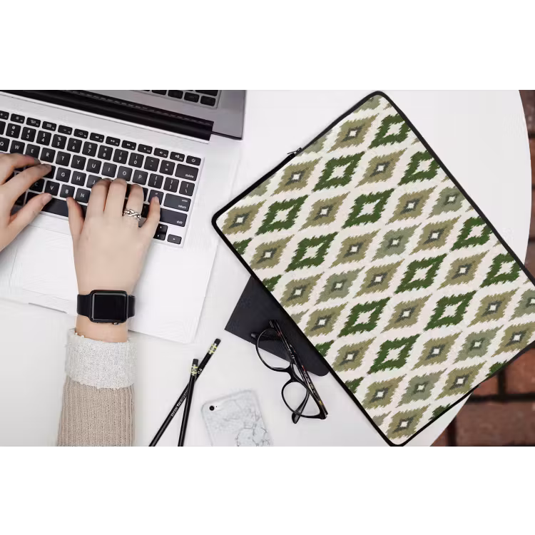 Geografisch - Ruitmotief - Groen laptophoes neopreen klein 279 -bureau