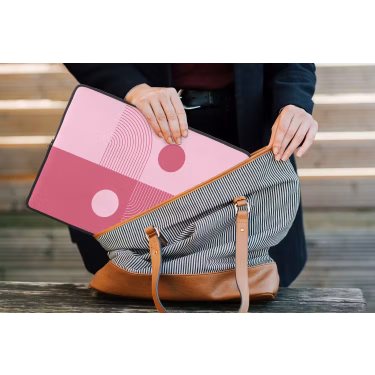 Geometrie - Patroon - Abstract - Roze - Modern laptophoes neopreen klein -tas