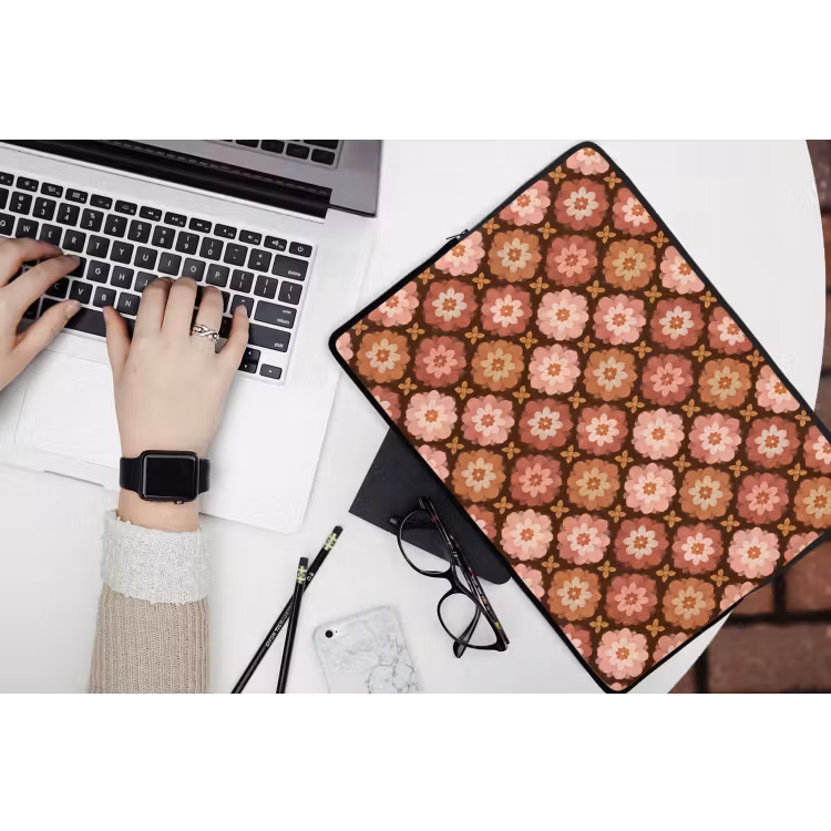 Geometrisch - Bloemen - Kleurrijk laptophoes neopreen klein 279 -bureau