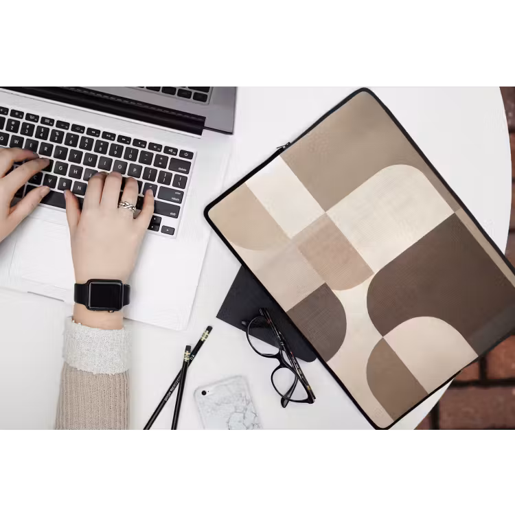 Geometrisch - Geweven structuur - Modern laptophoes neopreen klein -bureau