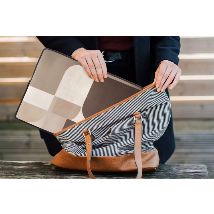 Geometrisch - Geweven structuur - Modern laptophoes neopreen klein -tas
