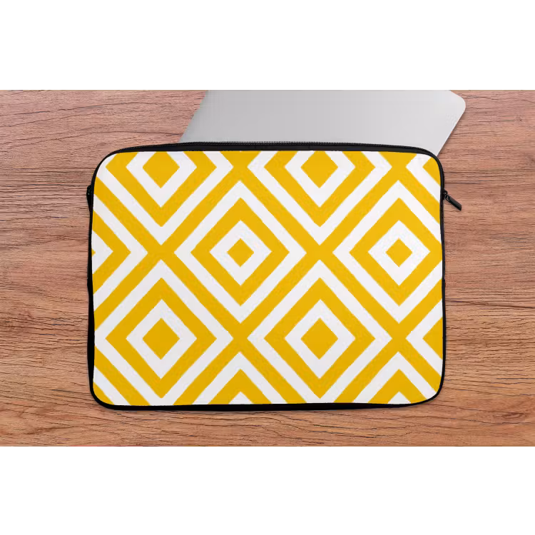 Geometrisch - Lijnen - Modern - Geel - Wit laptophoes neopreen klein 279 -tafel