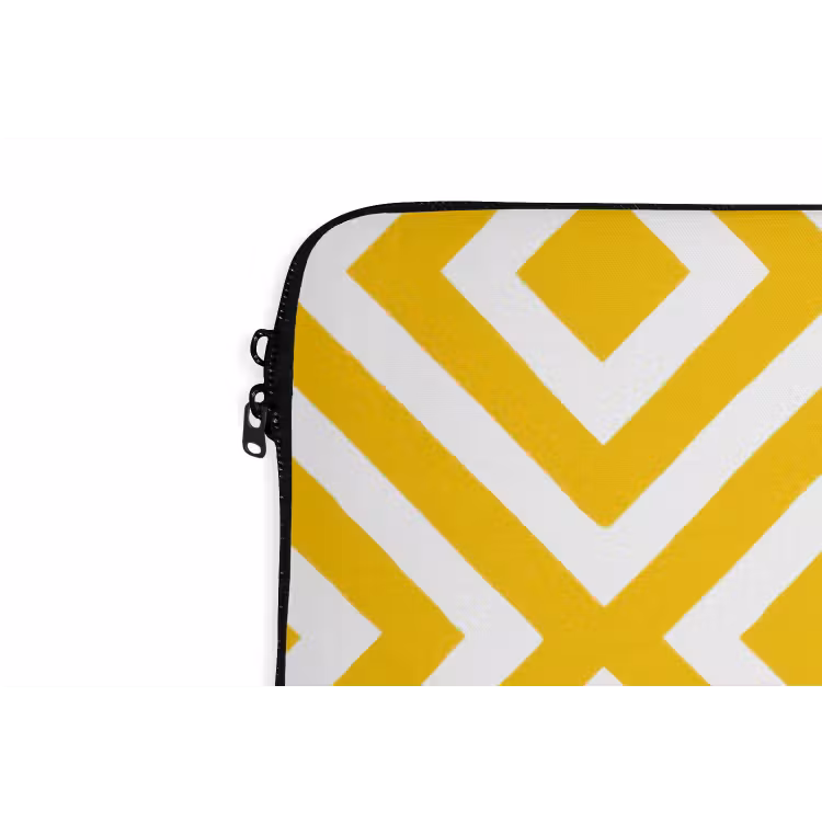 Geometrisch - Lijnen - Modern - Geel - Wit laptophoes neopreen klein 279 -detail