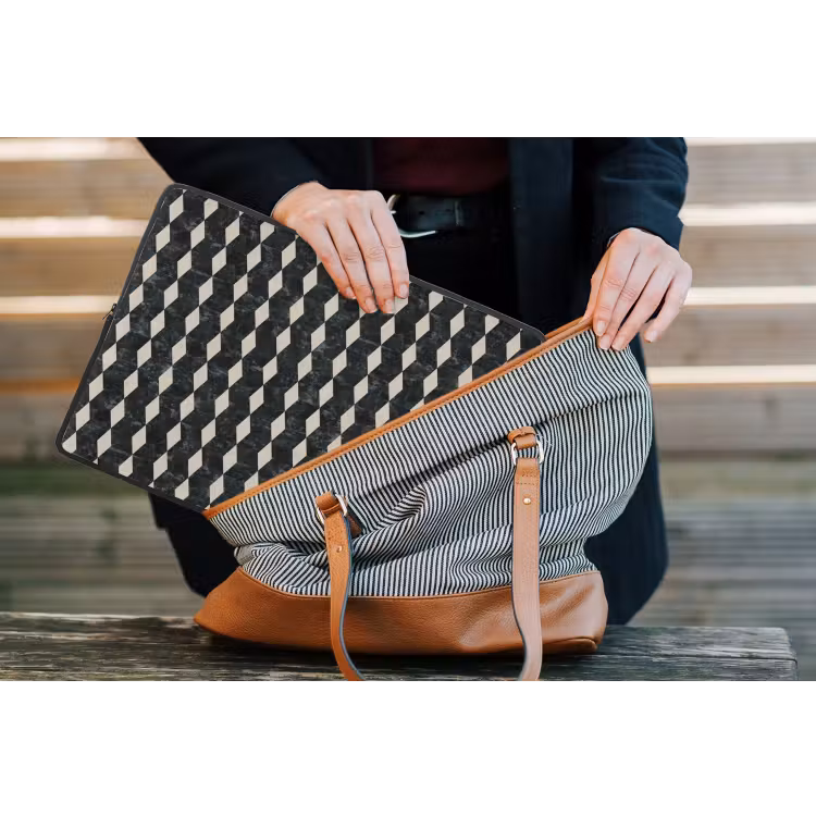 Geometrisch - Patroon - Marmer - Groen laptophoes neopreen klein 279 -tas
