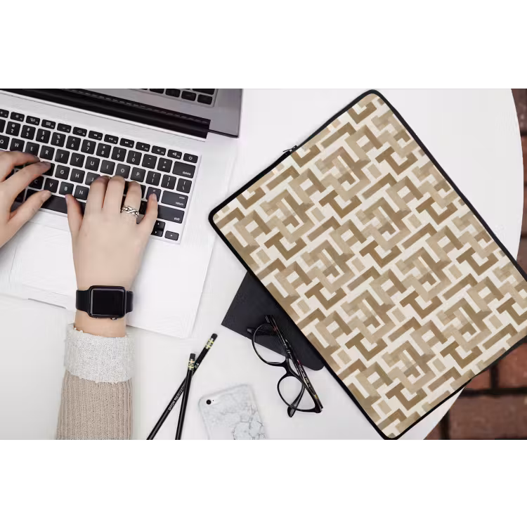 Geometrisch - Retro - Bruin laptophoes neopreen klein 279 -bureau