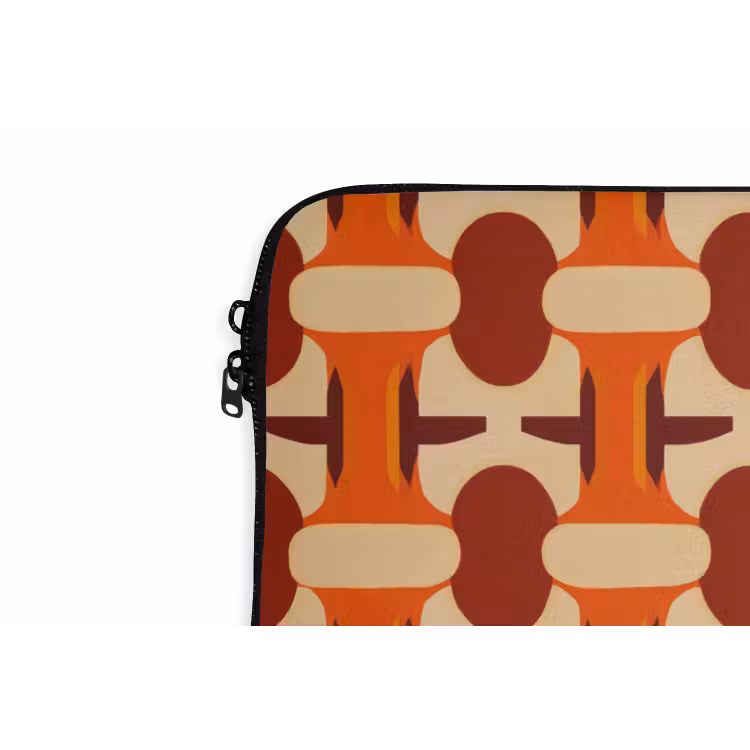 Geometrisch - Retro - Oranje laptophoes neopreen klein 279 -detail