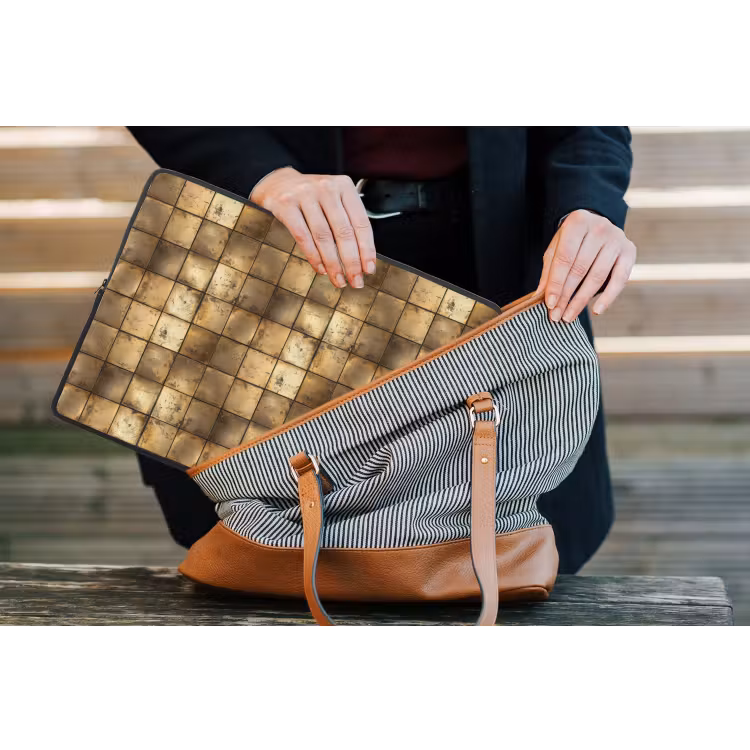 Geometrisch - Tegels - Goud laptophoes neopreen klein 279 -tas