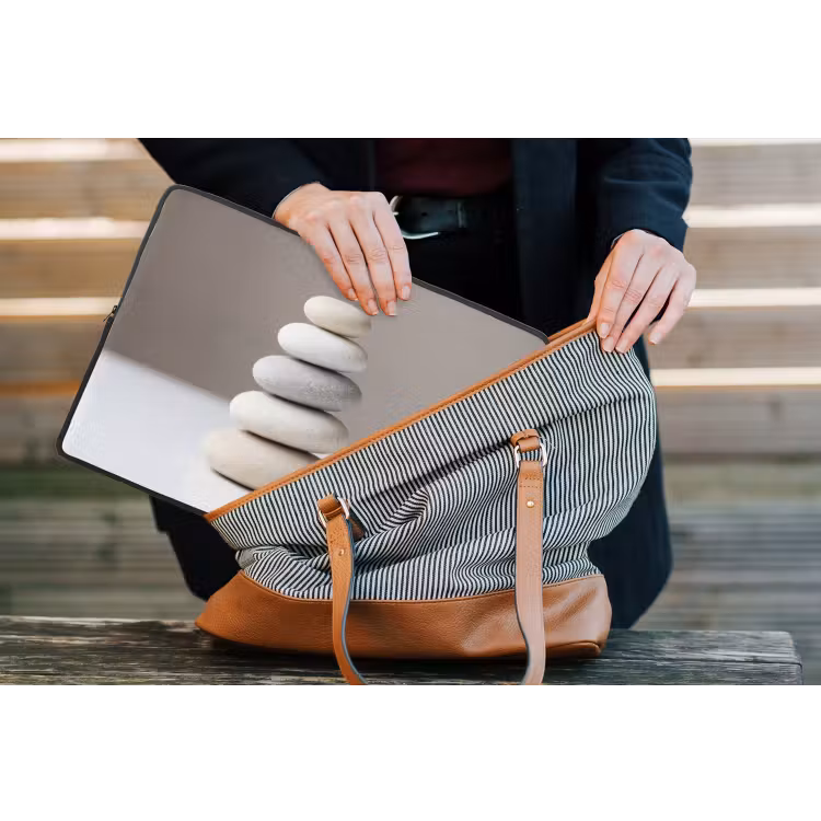 Gestapelde - Stenen - Grijs laptophoes neopreen klein -tas