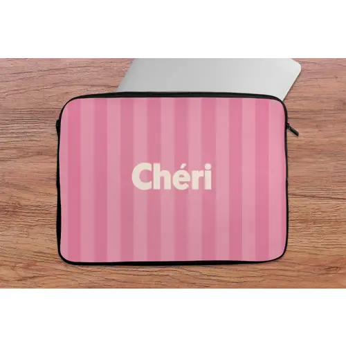 Gestreept - Roze - Chéri laptophoes neopreen klein -tafel